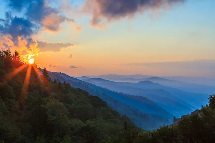 Mountain landscape with a winding trail or a scenic shot of Nolichucky River